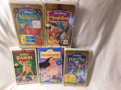 Walt Disney's Masterpiece VHS Bambi, Peter Pan, Jungle Book, Pocahontas, Mermaid - Imagem 1 de 4