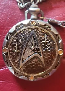 Franklin Mint Star Trek Enterprise Pocket Watch + chain - Picture 1 of 4