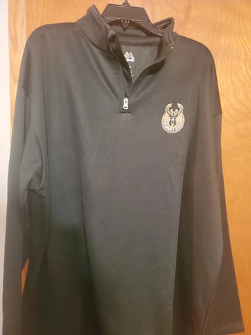MILWAUKEE BUCKS-NBA Majestic Big &Tall  1/4 Zip Birdseye 3XL Poly Shirt -NEW Cover