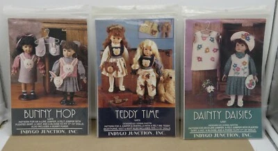 Lot of 3 Indygo Junction Doll Sewing Patterns Bunny Hop Teddy Time Dainty Daisys - Image 1 of 4