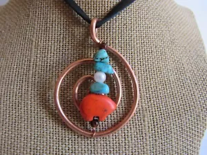 Kupfer Kreis des Lebens Anhänger Halskette Tribal Schmuck Leder N4297 - Bild 1 von 4