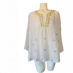 Victoria's Secret White Blouse with Yellow and Silver Embellishments L Large - Picture 1 of 10