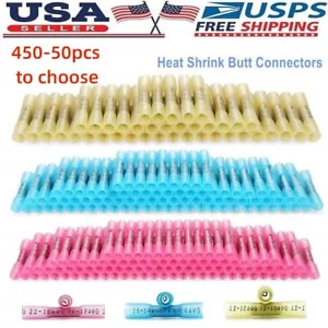 100-400 STCK. Wärmeschrumpf Butt Draht Spleiß Verbinder Dichtung Crimp Terminals USA - Bild 1 von 38