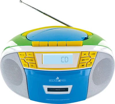 CD-Player tragbar Kinder Radio Kassette FM MP3 AUX USB LCD Display 1,2W bunt - Bild 1 von 4