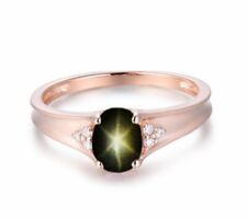 Naural Black Sapphire Star Ring Women's Black Star Ring 925 Sterling Silver Ring