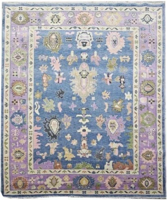 Blue/Purple Antique Oushak Abstract design Hand-Made ethnic rugs for living area - Image 1 of 4