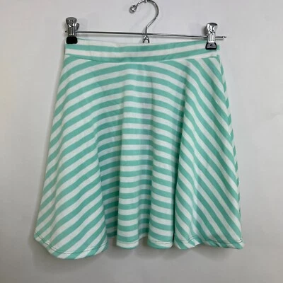 Francescas S Skirt Blue Stripe Short A-line Full Stretch Jersey Flared - Image 1 of 4