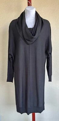 Tahari Black Cowl Neck 100% Merino Wool Knit Sweater Dress Medium NWT - Image 1 of 4