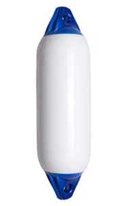 PARABORDI MAJONI IN PVC BIANCO CON CALOTTE BLU E VALVOLA IN OTTONE NAUTICA BARCA - Picture 1 of 1