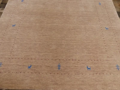 6'x9' New Hand Knotted Wool Fine Gabbeh Modern Oriental Area Rug Carpet - Image 1 of 4