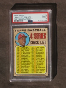 1968 Topps Checkliste # 278 ERROR VARIATION COPYRIGHT AT RIGHT PSA 9 MINT - Bild 1 von 4