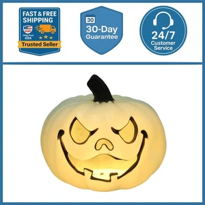 Plastic Pumpkins Lighted Up Jack O Lantern Halloween Yard Home Indoor Decor 10IN - Picture 1 of 11