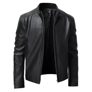 Stylische schwarze Herren Lederjacke Handarbeit 100%Echt Motorrad Biker Jacke - Bild 1 von 6