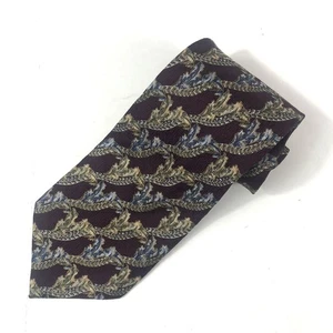 Claiborne Vintage 100% Silk Tie Burgundy Paisley Blue Gold MADE IN USA Necktie - Picture 1 of 6