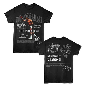 Muhammad Ali - Knockout Legend - 2-Sided Print Black Adult Short Sleeve T-Shirt - Picture 1 of 3