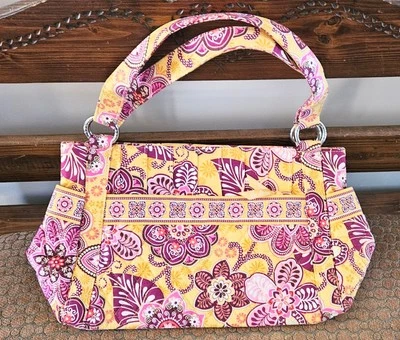 Mujer Vera Bradley On-the-Go Bolso de Hombro Bali Dorado Cartera Amarillo Rosa Foto 1 de 4