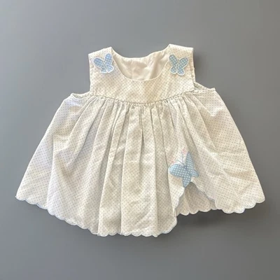 VTG Infant Girl Pinafore Dress Embroidered Butterflies 3-6 Months NO SIZE TAG - Image 1 of 4