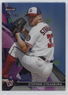 2021 Topps Finest Sky Blue Refractor /300 Stephen Strasburg #51 - Image 1 of 2