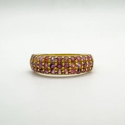 NEW 1ct Pave Ruby Half Hoop Band in Sterling Silver 925 Size N Wedding Eternity - Image 1 of 4