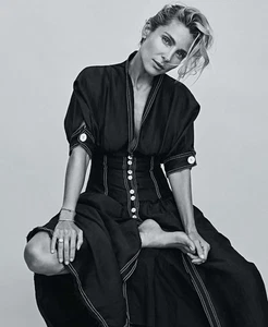 AJE Dress Size AU 8/ US 4 Isotoma Midi Black Button Up Silk Linen Blend Corset - Bild 1 von 19