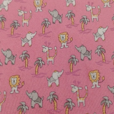 Corbata Salvatore Ferragamo SF Diseñador de Seda Lujo Safari Animales Patrón Corbata Foto 1 de 4