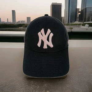 New York Yankees 47 Brand Hat Black Adj Strap Pink Logo Mother's Day MLB - Picture 1 of 22
