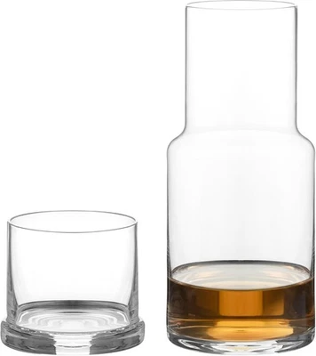 Bedside Water Carafe and Glass Set with Integrated Cup - Water or Mouthwash  - Image 1 of 4