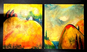 Southern Living at Home Tuscan Theme Duo by Janet Weed Beaver Wood Art - Picture 1 of 8