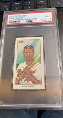 2020 Topps 206 Hank Aaron Background variation 08/25 PSA 9 POP 1 - Image 1 of 3
