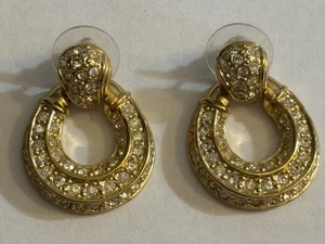 Schöne Vintage römische signierte CZ Pave Türklopfer Ohrringe - Bild 1 von 12