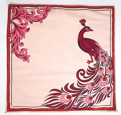 10 Pcs Cotton Pink Dinning Table Napkin Weeding Party Dinner Napkin Peacock Prin - Image 1 of 4