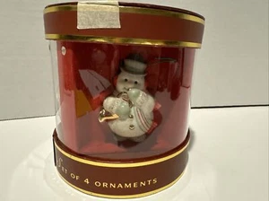 Lenox Mini Schneemann Weihnachtsschmuck 4er Set leicht gebraucht im Karton - Bild 1 von 6