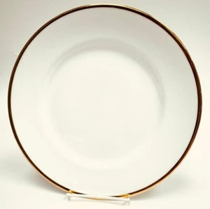 10.75" Bone Сhina Plate with décor Dinner Plate with Wide Gold Trim - Picture 1 of 3