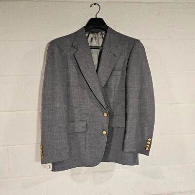 Warren Sewell Mens Suit 42R Long Poly Wool Silk Gray Sport Coat Blazer Jacket - Image 1 of 4