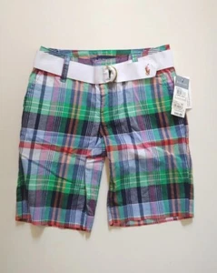 NWT Ralph Lauren Girls Kids Plaid Short with belt SZ 8 - Picture 1 of 6