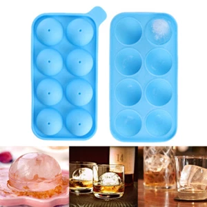 Round Ice Cube Ball Maker Tray Silicone 8-grid Sphere Mold Bar Whiskey Cocktails - Picture 1 of 23