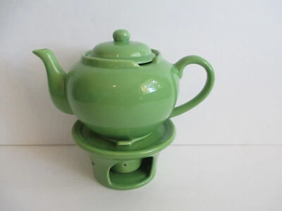 Tetera y calentador jarra Old Amsterdam Porcelain Works 1701 2 tazas 16 oz verde Foto 1 de 4