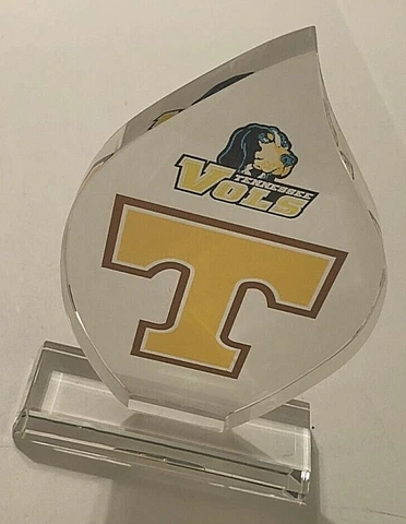 Tennessee Vols Volunteers NCAA SEC Orange Clear Glass Paperweight 8" x 1 3/4" Cover