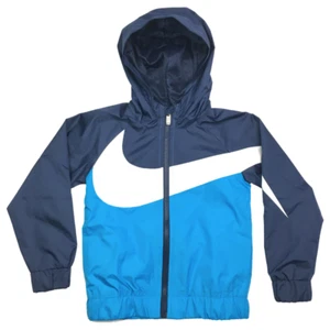 Nike Oversized Swoosh Logo Windrunner Woven Jacket Laser Blue Boys Size 4 XS NWT - Picture 1 of 9