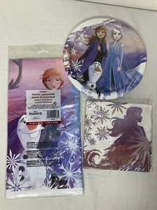 Frozen Birthday Party Lot. 84"x54" Reusable Table Cover, Plates, Napkins - Picture 1 of 13