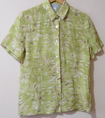 Женская рубашка Jennifer Moore размер 8 100% шелк на пуговицах с коротким рукавом зеленая #p59-9 - Изображение 1 из 4