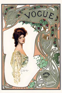Vogue Cover Winter 1905 Woman Plant Fruit Drawing Poster Art Print - Picture 1 of 1