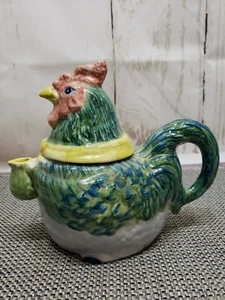 Vintage Andrea by Sadek Chicken Teapot Handpainted 4 Cup 7.5x9” Country Kitchen - Picture 1 of 8