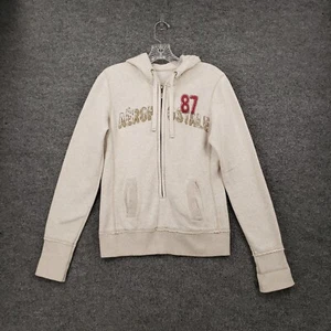 Aeropostale Hoodie Womens M Medium Beige Full Zip Drawstring Sweatshirt Y2K - Picture 1 of 12