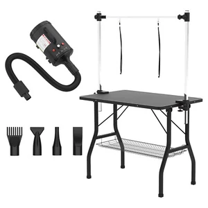 Anti-Slip Grooming Table Salon Dog Cat Bath (Black) &Pet Hair Dryer (2000W) - Picture 1 of 11