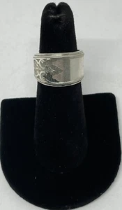 Silver Plated Hand Made Vintage Large Ornate Spoon Band Ring Sz 5.5 - Picture 1 of 5