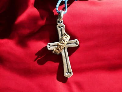 Pendente a Croce con Corona. Argento 925 "Silverbone" - Immagine 1 di 4
