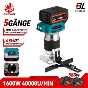 Akku Oberfräse Einhandfräse Elektrotrimmer Handfräse Holz Fräsmaschinen 1600W - Bild 1 von 19