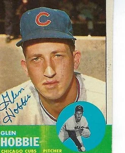 Topps #212 1963 firmado por Glen Hobbie - Chicago Cubs - Imagen 1 de 1