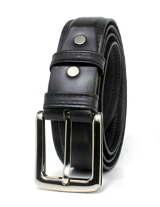 Leather Belt Mens Genuine Real Buffalo Skin Formal Work Wedding Versatile Gift - Picture 1 of 5